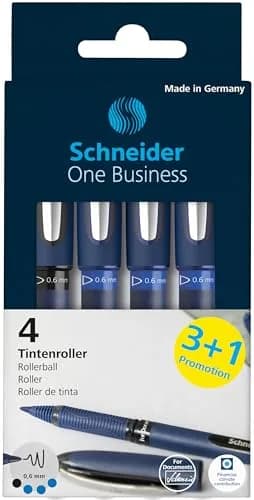 Schneider One Business Rollerball Pen Set of 4 | Indelible Ink, 0.6mm Line Width, Made in Germany thumbnail 5