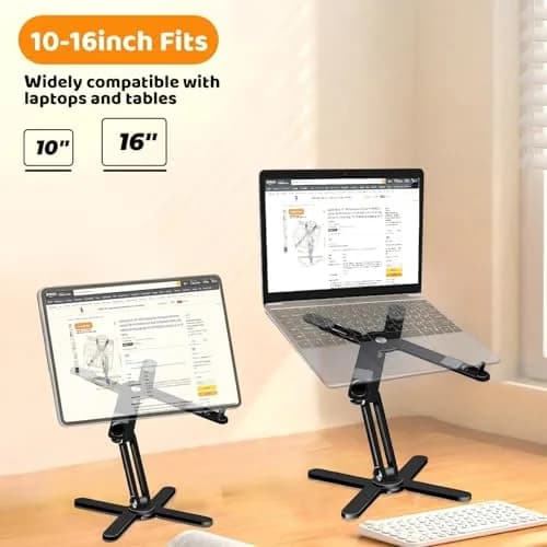 Moallia N86 360 Rotating Laptop Stand for Desk with Locking Knobs, Black 2.27 kg (5 lb) | Ergonomic Aluminum Riser for Collaborative Work thumbnail 6