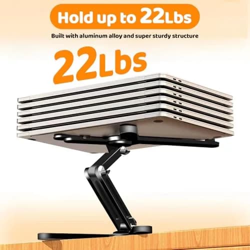 Moallia N86 360 Rotating Laptop Stand for Desk with Locking Knobs, Black 2.27 kg (5 lb) | Ergonomic Aluminum Riser for Collaborative Work thumbnail 7