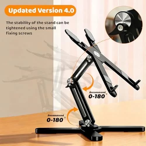 Moallia N86 360 Rotating Laptop Stand for Desk with Locking Knobs, Black 2.27 kg (5 lb) | Ergonomic Aluminum Riser for Collaborative Work thumbnail 2