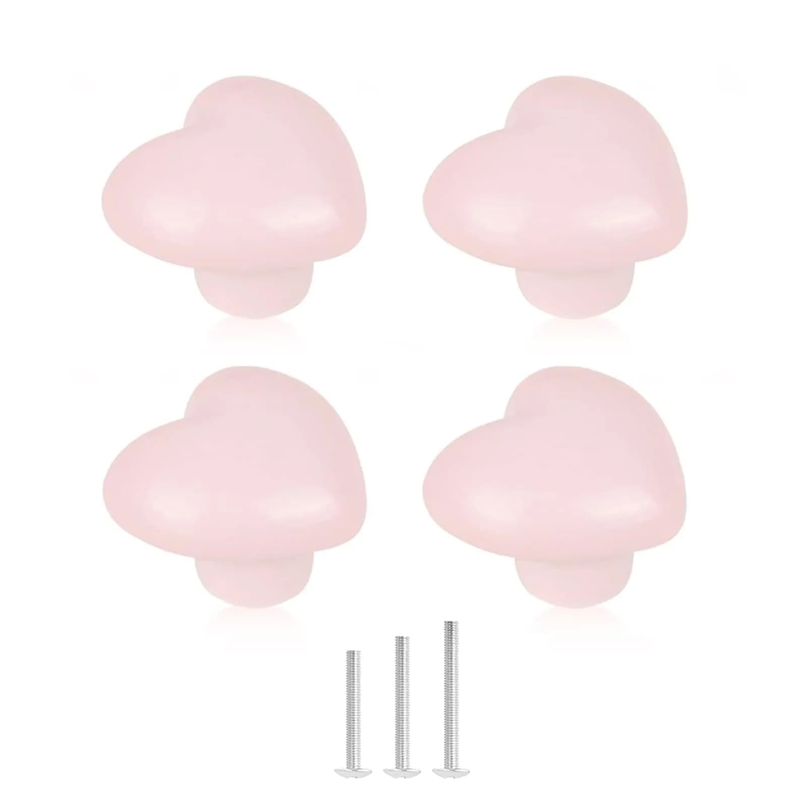 OctinPris Pink Heart Drawer Knobs 45mm (1.77") Ceramic | Set of 6 for Dressers & Cabinets — pale pink