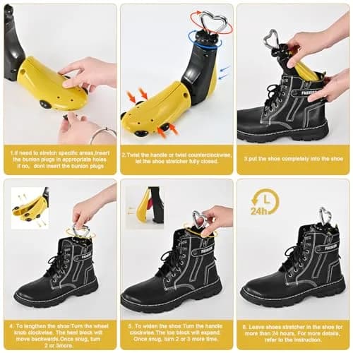 eachway Shoe Stretcher Women Men Adjustable Width Length for Wide Feet (L Men's 10-14) Yellow | Custom Fit Relief thumbnail 3