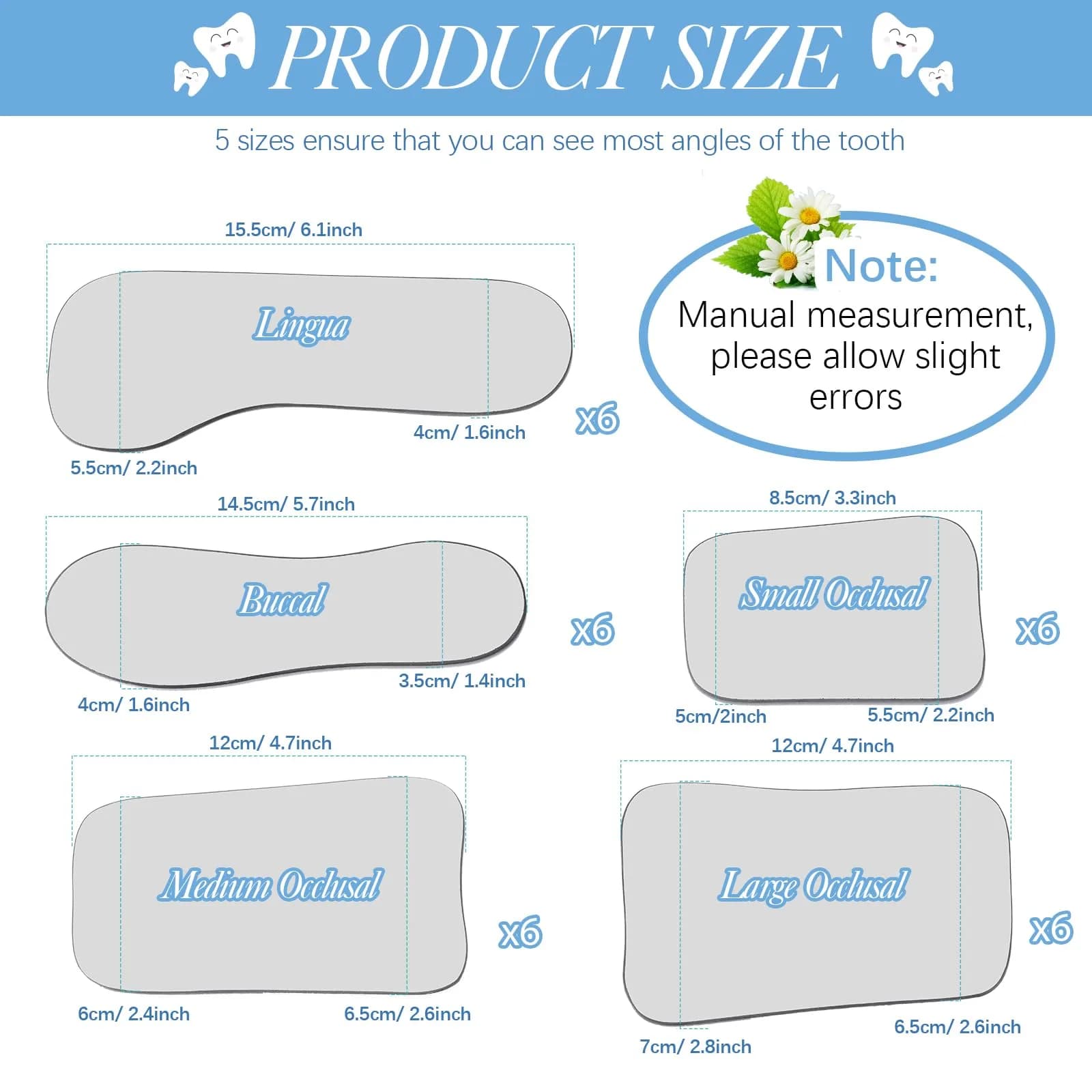 Frienda 30Pcs Dental Photography Intraoral Mirror Set | 5 Shapes for Oral Checks & Photography - view 2