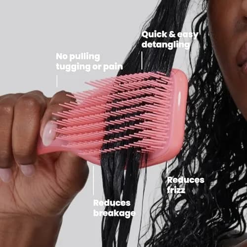 Tangle Teezer Ultimate Detangler Curly Hair Brush, Regular Size, Coral Pink | Patented Two-Tier Teeth for 3C-4C Hair thumbnail 4