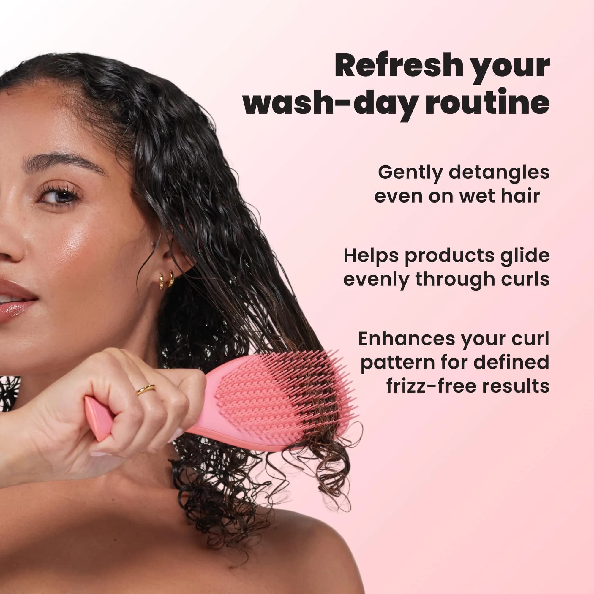 Tangle Teezer Ultimate Detangler Curly Hair Brush, Regular Size, Coral Pink | Patented Two-Tier Teeth for 3C-4C Hair - view 7