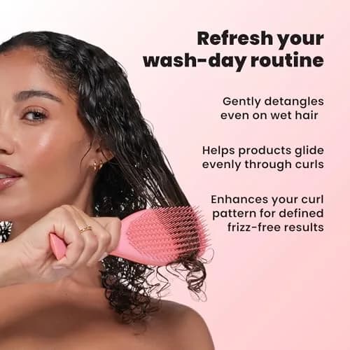 Tangle Teezer Ultimate Detangler Curly Hair Brush, Regular Size, Coral Pink | Patented Two-Tier Teeth for 3C-4C Hair thumbnail 7