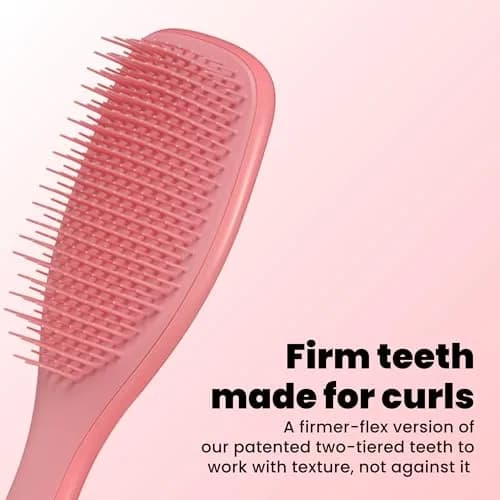 Tangle Teezer Ultimate Detangler Curly Hair Brush, Regular Size, Coral Pink | Patented Two-Tier Teeth for 3C-4C Hair thumbnail 2