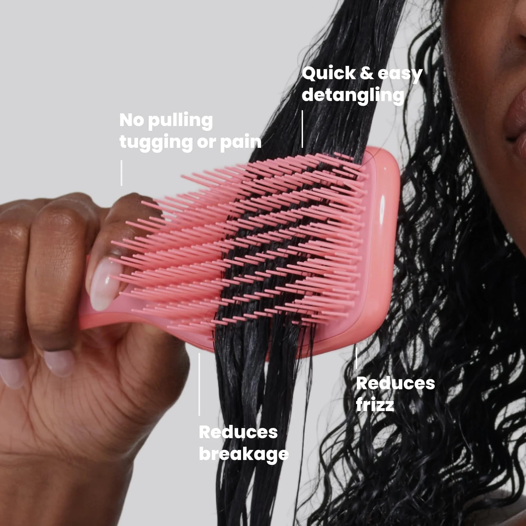 Tangle Teezer Ultimate Detangler Curly Hair Brush, Regular Size, Coral Pink | Patented Two-Tier Teeth for 3C-4C Hair - view 4