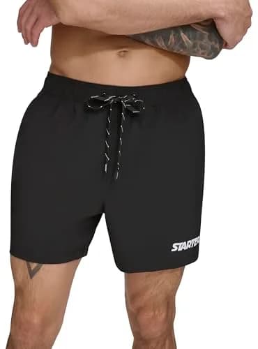STARTER Men's Swim Trunk Black | UPF 40+ Quick Dry Stretch Volley thumbnail 1