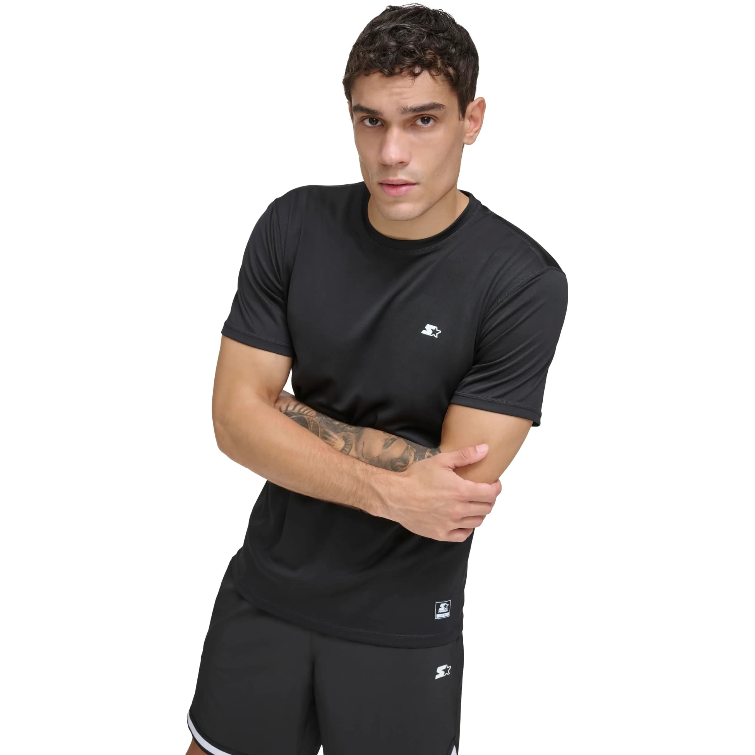 STARTER Men's Short Sleeve UPF 40+ Quick Dry Rash Guard, Rich Black, Large - main product image
