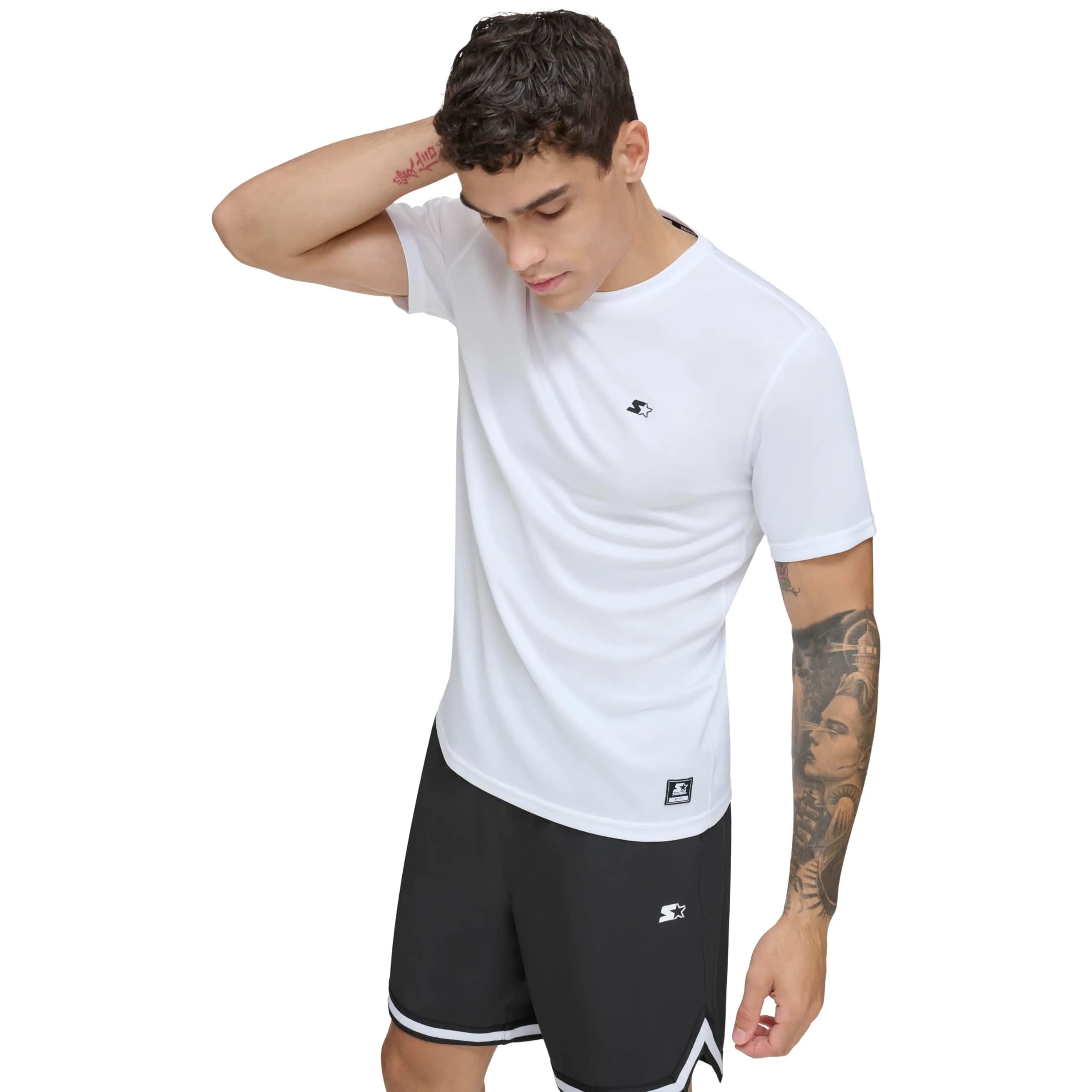 STARTER Men's Quick Dry UPF 40+ Short Sleeve Active Top, New White, Large | Lightweight, Breathable & Water-Resistant