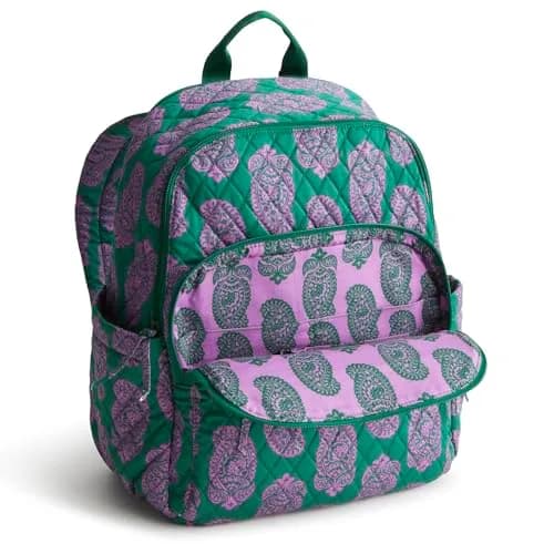 Vera Bradley Bancroft Backpack - Premium Cotton, Paisley Green Jacket | Spacious, Water-Resistant, 15" Laptop thumbnail 4