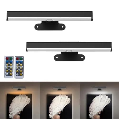 EUIOKUN 2PACK Picture Lights LED Battery Operated Wall Light | Wireless, Dimmable, Remote Control thumbnail 1