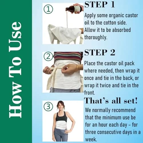 Cogetoro Organic Castor Oil Pack Wrap with 6 Adjustable Straps | Reusable Cotton Compress for Liver Detox & Belly thumbnail 5