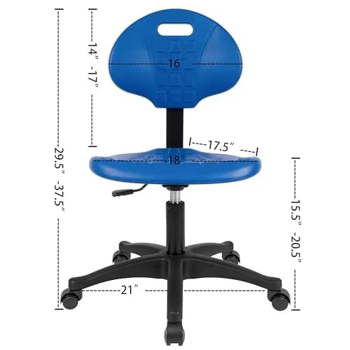 TAKE UR SEAT® Deluxe Polyurethane Lab Stool Chair, 5" Adjustable, Table Height, Blue thumbnail 6