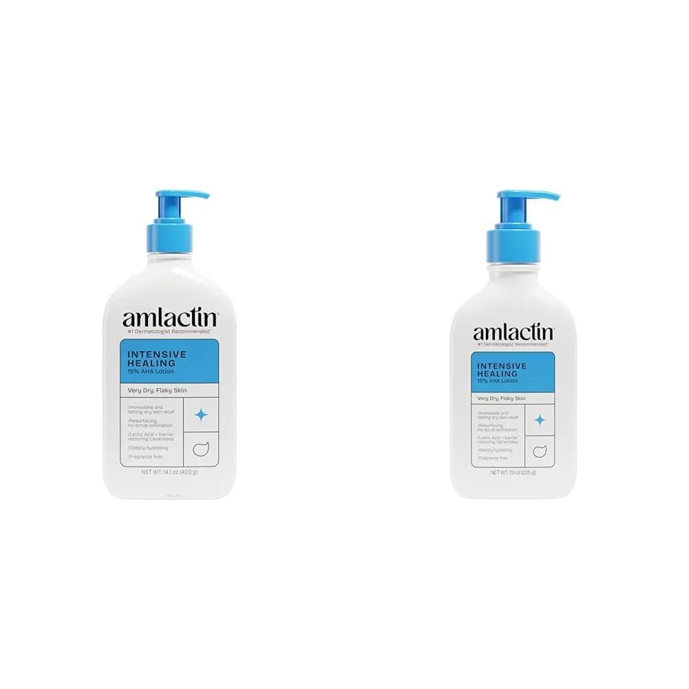 AmLactin Intensive Healing Body Lotion 22 Fl Oz (650ml) | Exfoliates & Moisturizes with Lactic Acid & Ceramides — White