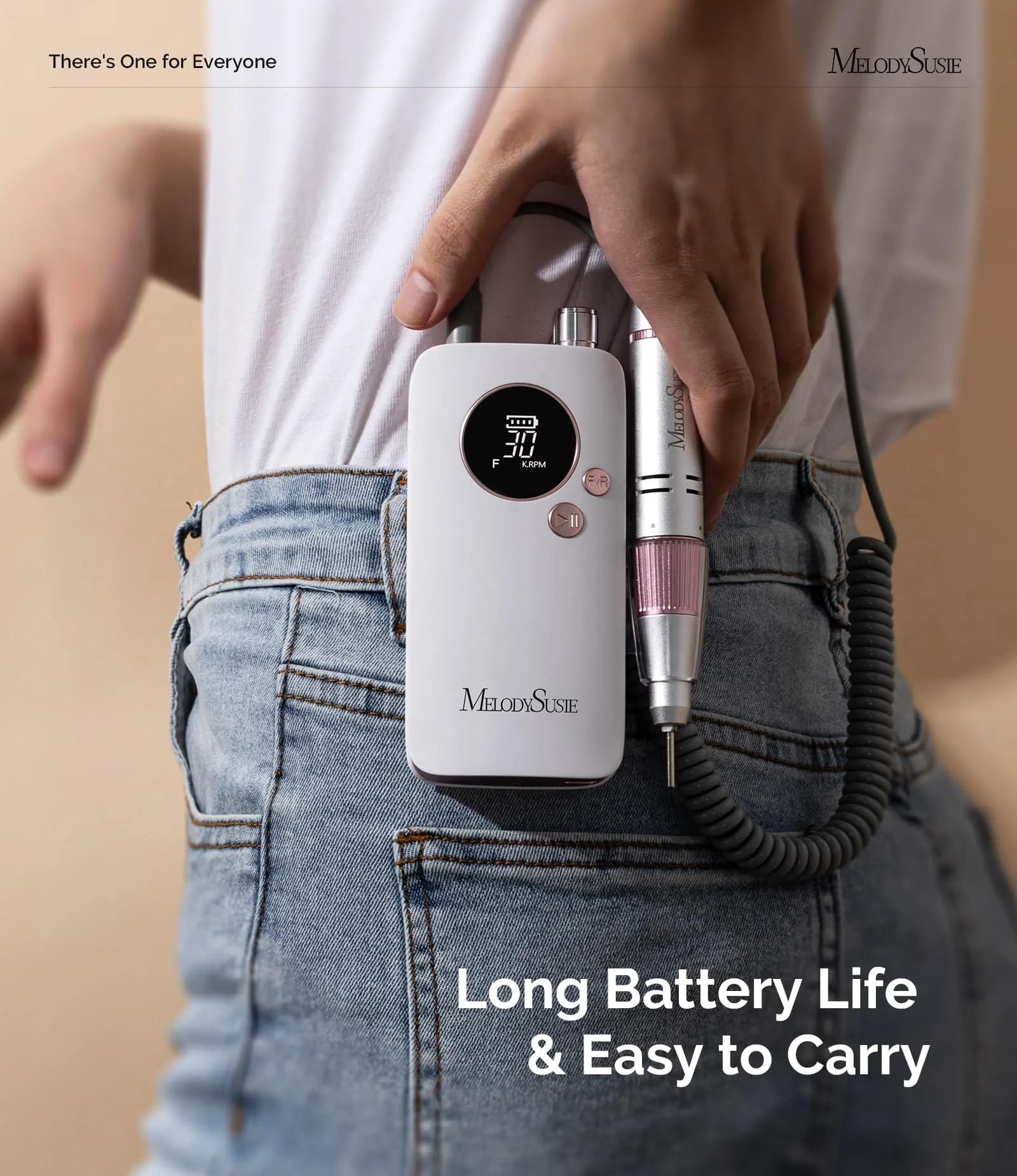 MelodySusie SC320F Rechargeable Nail Drill 30000RPM | Beginner-Friendly E-File for Manicure Shaping & Gel Removal - view 2