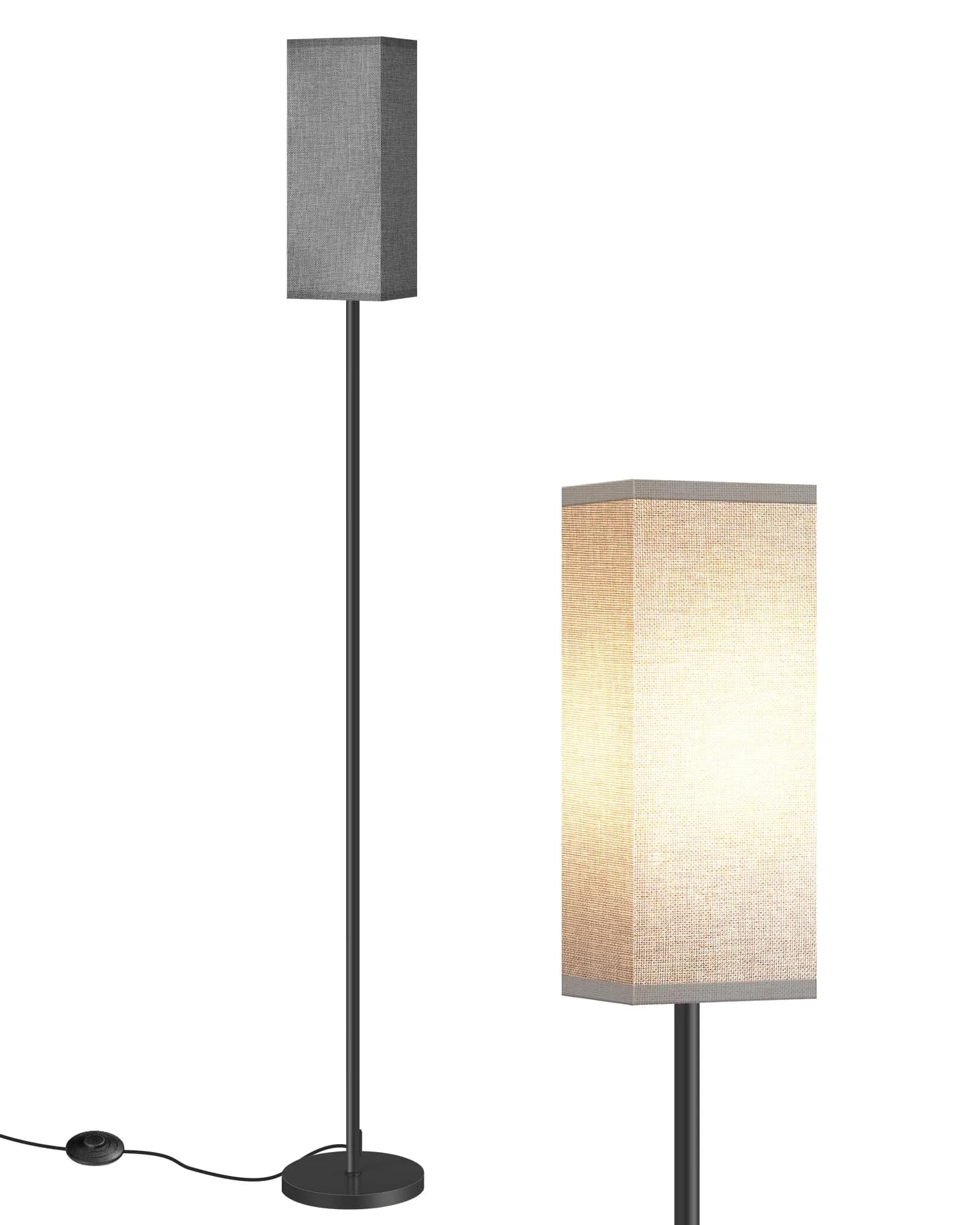 GOEBLESON Floor Lamp, Modern Standing Lamp with Foot Switch, 64.6" Tall, Black & Gray | Minimalist Freestanding Light for Living Room & Bedroom