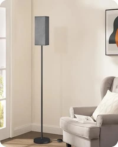GOEBLESON Floor Lamp, Modern Standing Lamp with Foot Switch, 64.6" Tall, Black & Gray | Minimalist Freestanding Light for Living Room & Bedroom thumbnail 6