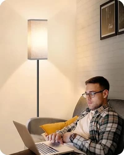 GOEBLESON Floor Lamp, Modern Standing Lamp with Foot Switch, 64.6" Tall, Black & Gray | Minimalist Freestanding Light for Living Room & Bedroom thumbnail 8
