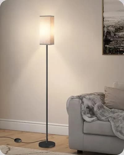GOEBLESON Floor Lamp, Modern Standing Lamp with Foot Switch, 64.6" Tall, Black & Gray | Minimalist Freestanding Light for Living Room & Bedroom thumbnail 2