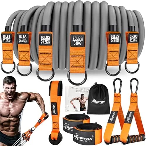 HPYGN Heavy Resistance Bands Set with Handles, 420LBS Total Tension | Workout Bands for Men, Strength Training Home Gym Equipment thumbnail 1