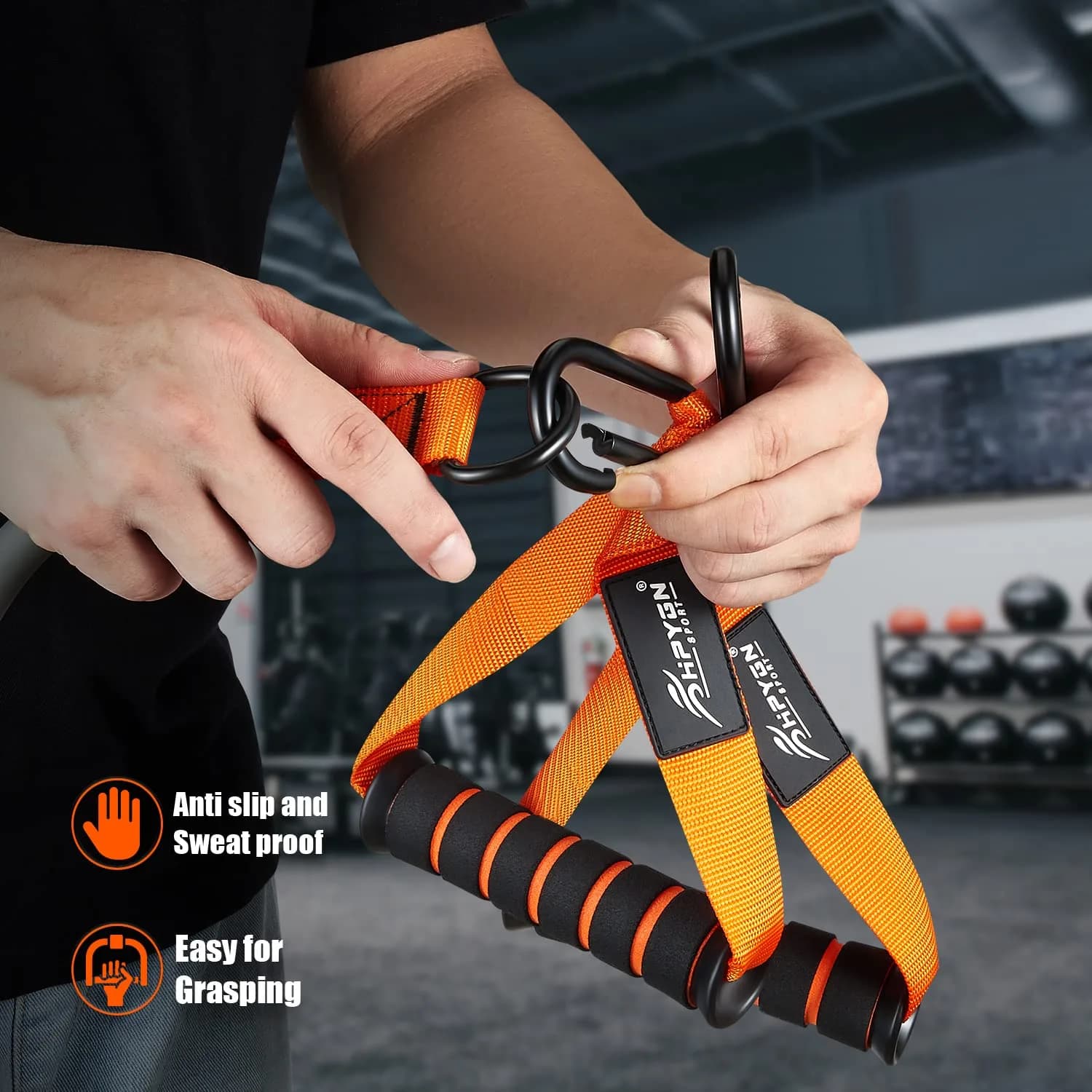 HPYGN Orange 420LBS Resistance Bands Set with Handles for Full Body Strength - view 4