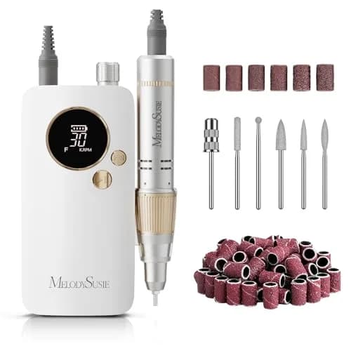 MelodySusie SC320F Rechargeable Nail Drill 30000RPM | Pastel Lily Lavender Clip-On E-File — White