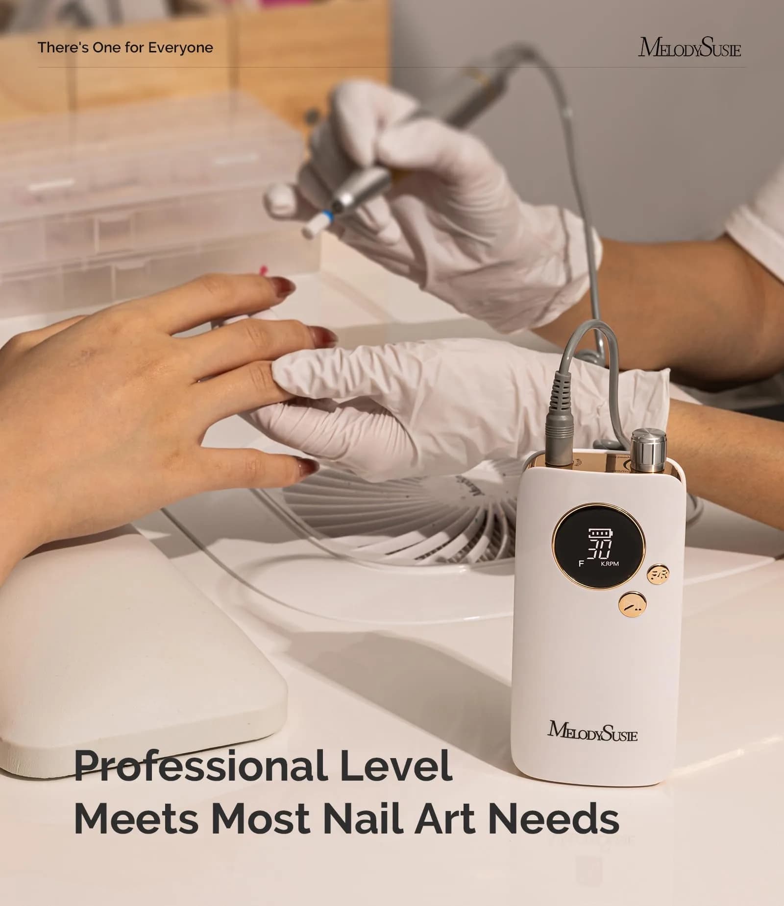 MelodySusie SC320F Rechargeable Nail Drill 30,000 RPM, 95g (Aluminum) | Beginner-Friendly Electric Nail File with HD LED Display - view 5