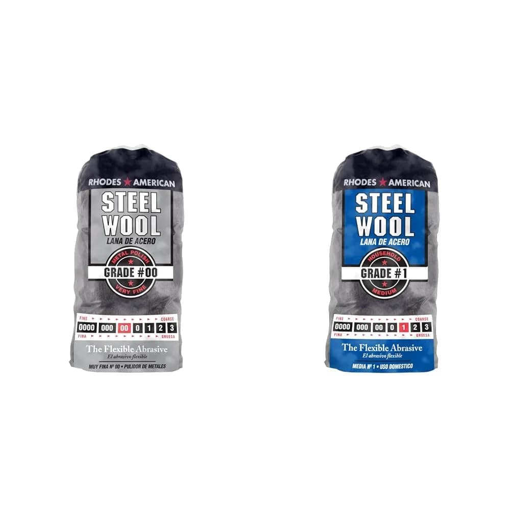 Homax Rhodes American Steel Wool Pads #00 Very Fine & #1 Medium, 24 Pads Total | Polishing, Buffing & Refinishing - main product image