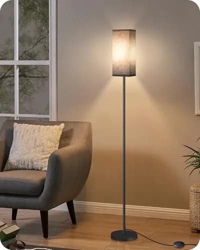 GOEBLESON Floor Lamp, Modern Standing Lamp Shade, 7.9"L x 7.9"W x 64.6"H, Black | Minimalist Living Room Light thumbnail 2