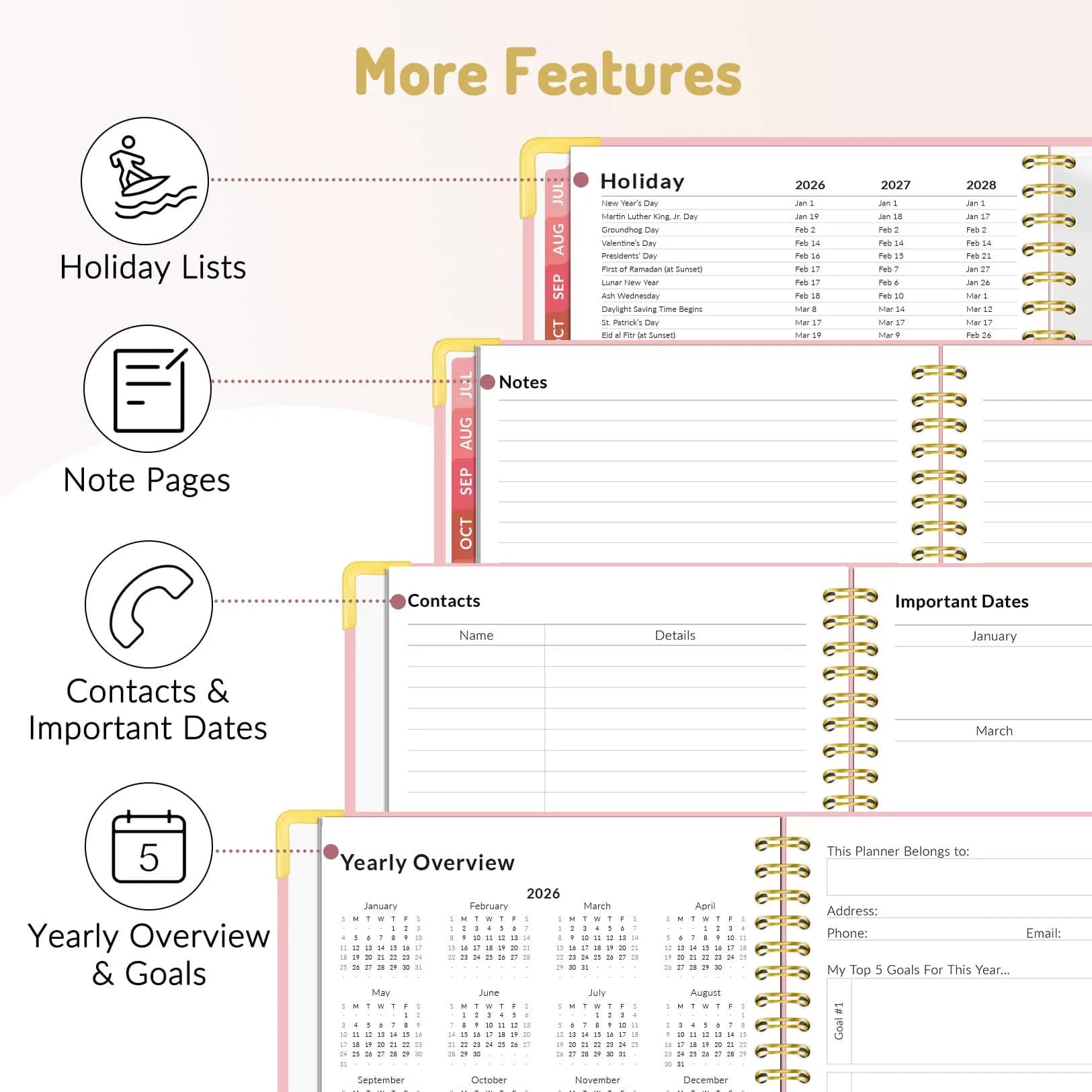Forvencer 2026 Planner Hardcover Weekly & Monthly Planner 21.6 x 27.9 cm (8.5" x 11") | Acid-Free Paper Organizer - view 5