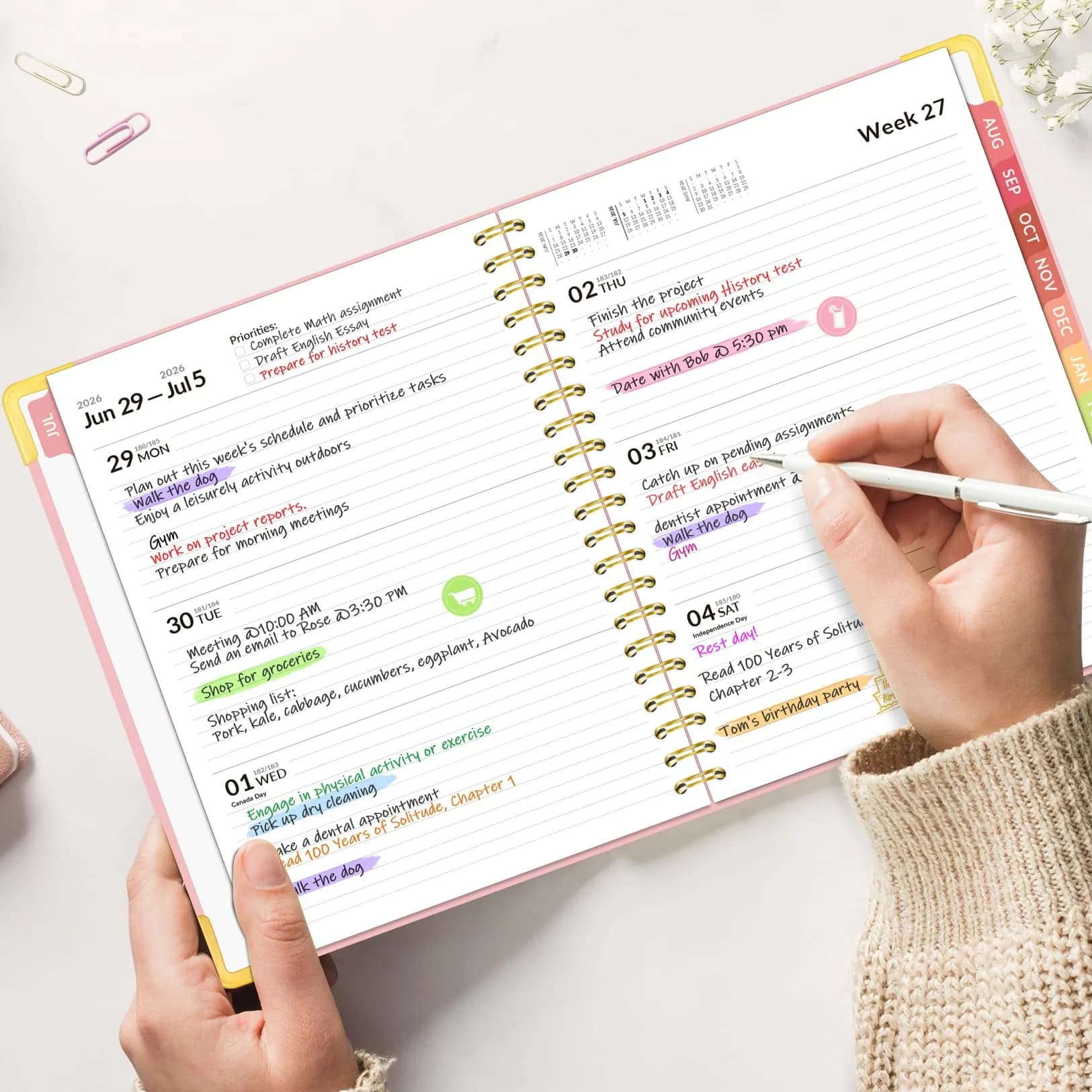 Forvencer 2026 Planner Hardcover Weekly & Monthly Planner 21.6 x 27.9 cm (8.5" x 11") | Acid-Free Paper Organizer - view 8