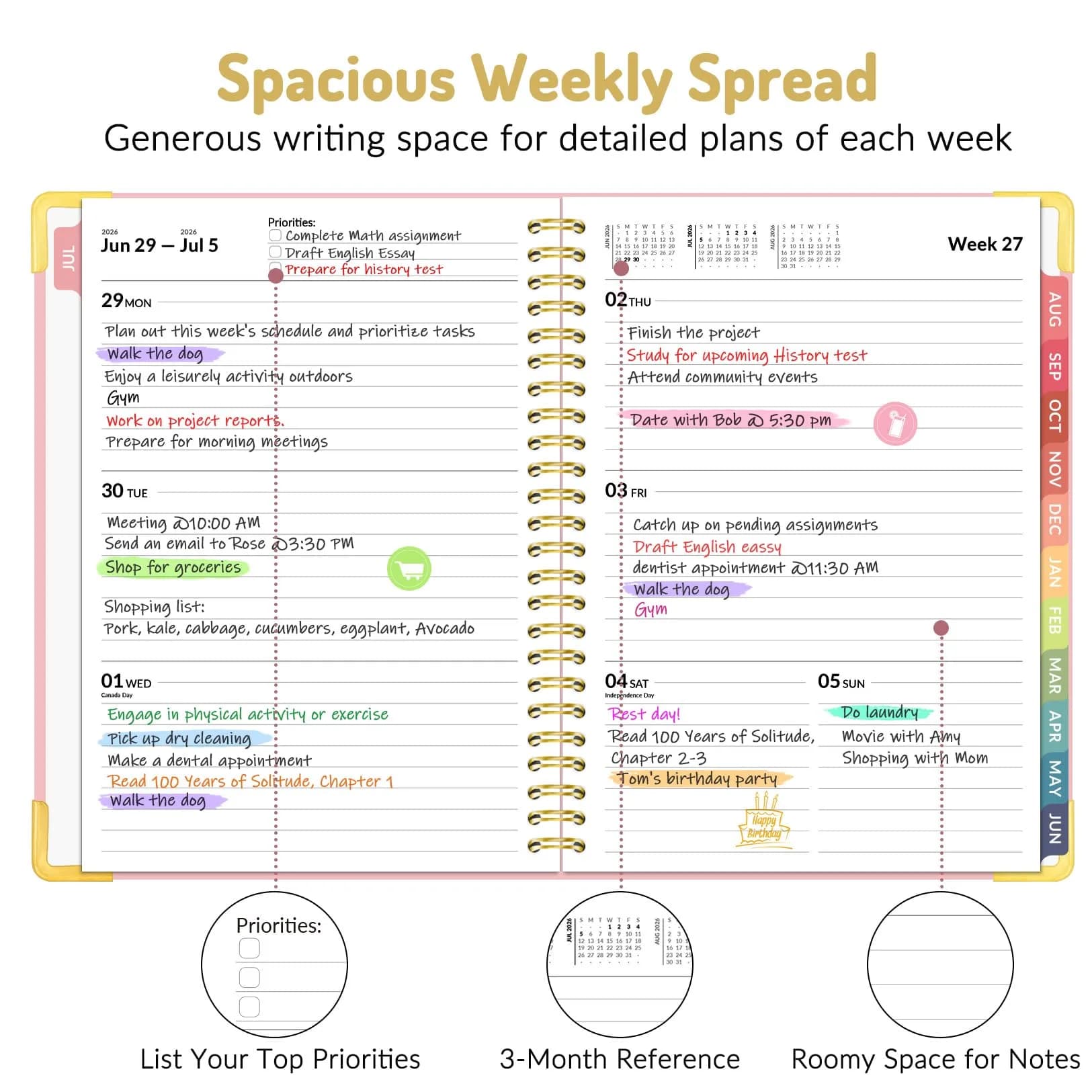 Forvencer 2026 Planner Hardcover Weekly & Monthly Planner 21.6 x 27.9 cm (8.5" x 11") | Acid-Free Paper Organizer - view 3