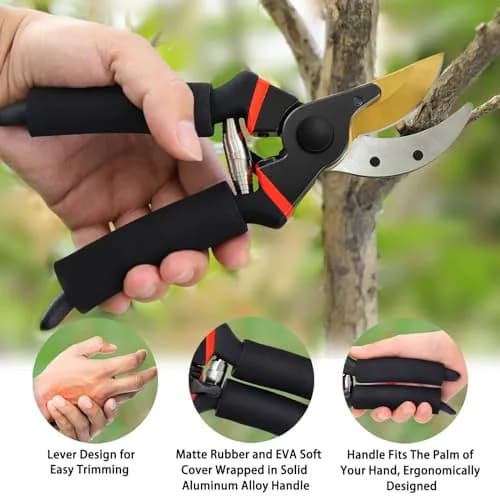 Kynup 3-Pack Bypass Pruning Shears Set with Gloves | Stainless Steel Blades & Soft Grip Handles thumbnail 3