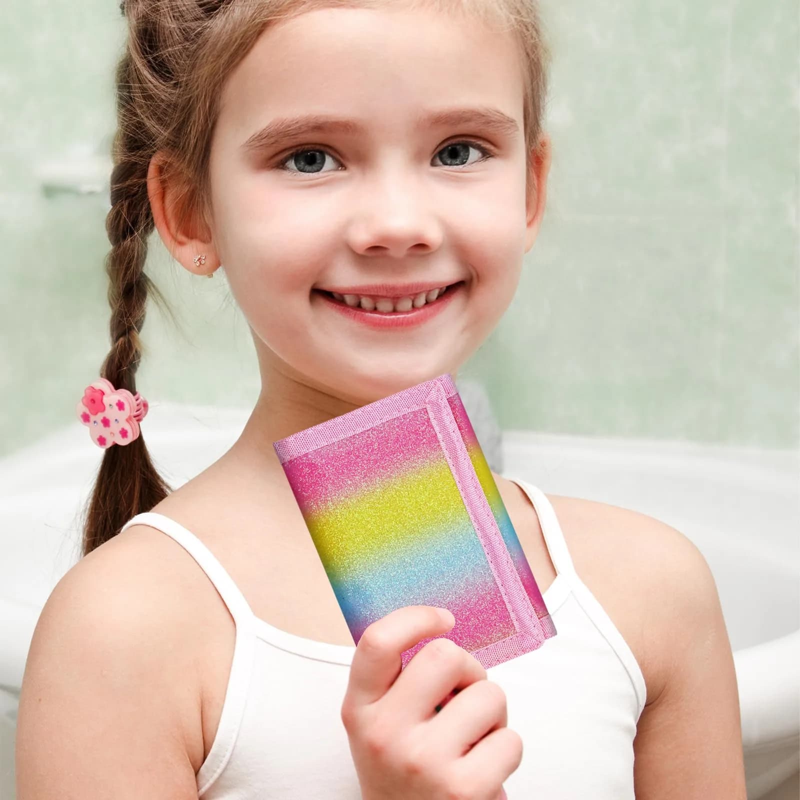 AI-DEE Rainbow 1 RFID Trifold Canvas Outdoor Sports Wallet for Kids with Hook & Loop Closure - view 2
