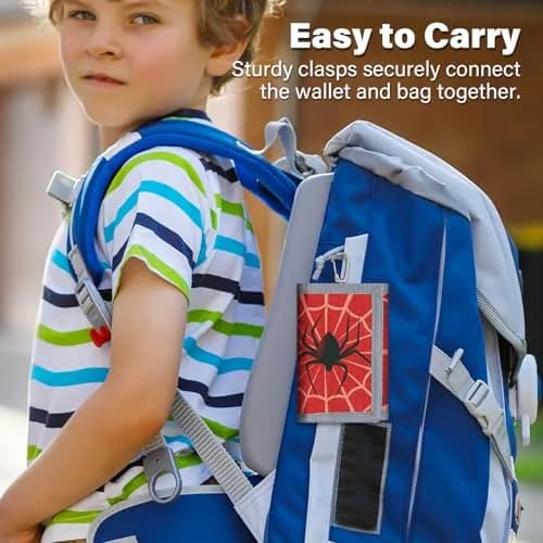 AI-DEE RFID Trifold Canvas Spider Web Wallet for Kids - Durable Hook & Loop Closure thumbnail 4