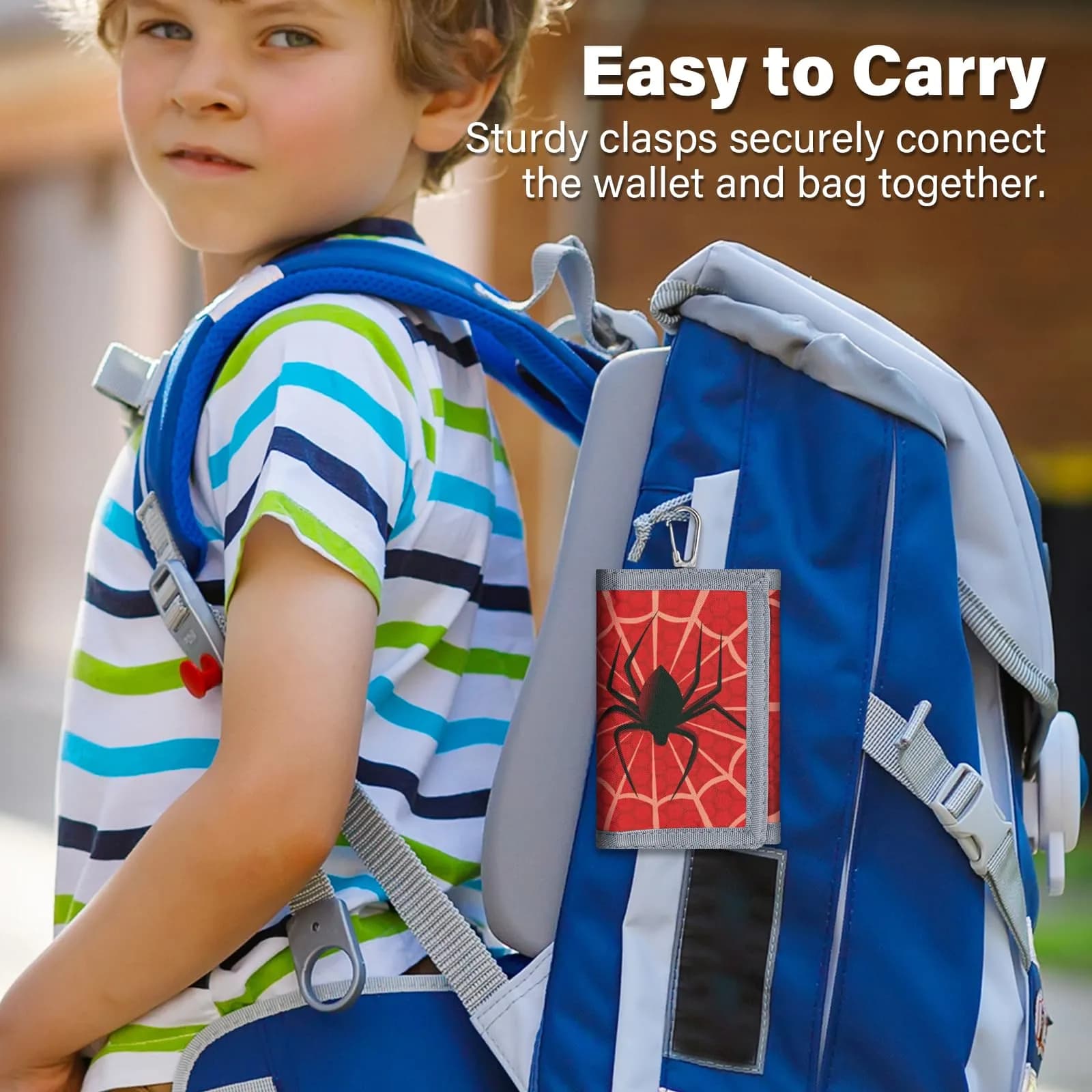 AI-DEE RFID Trifold Canvas Spider Web Wallet for Kids - Durable Hook & Loop Closure - view 4