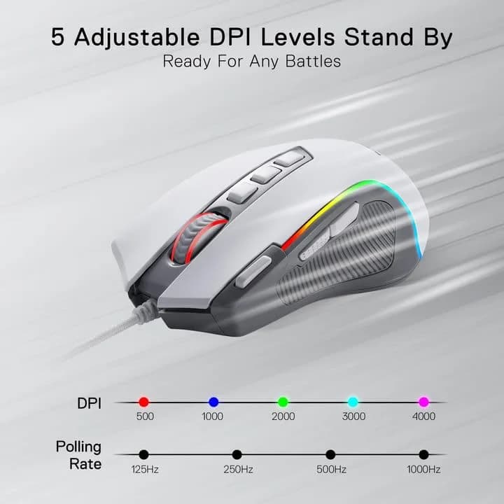 Redragon M612 Wired RGB Optical Gaming Mouse 8000 DPI, 170g (6oz) | 9 Programmable Buttons, 5 DPI Levels thumbnail 3