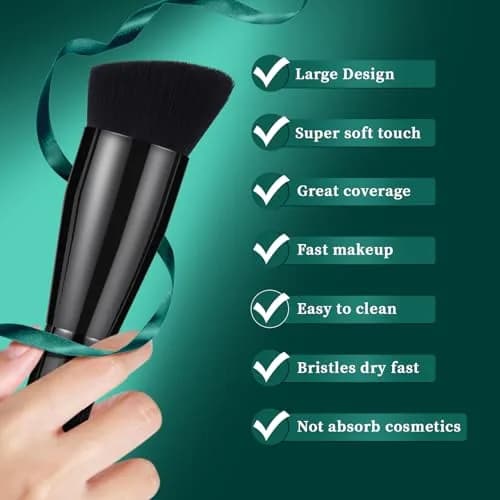 EVRCHGIEA Foundation Brush Flat Top Kabuki for Liquid, Cream & Powder | Travel Size Face Blending Brush thumbnail 5