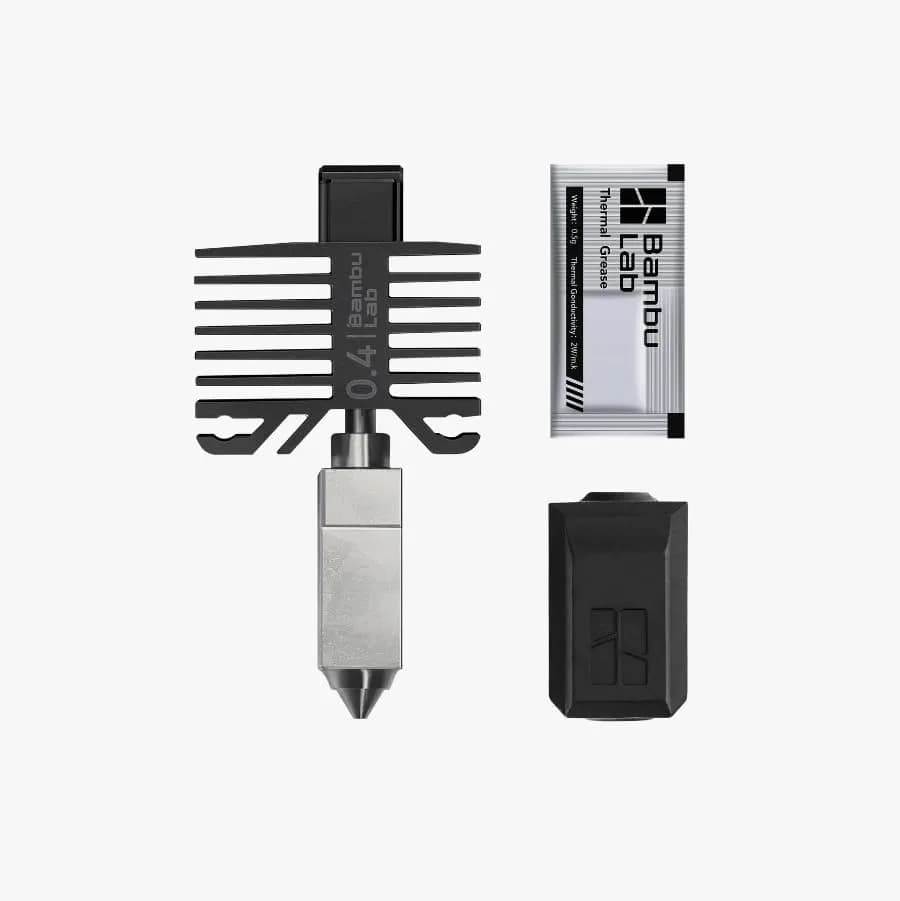 BAMBULAB Hotend with Nozzle for P1S P1P X1C X1 Carbon 3D Printer .4mm Hardened Steel | Official 3D Printer Part - main product image