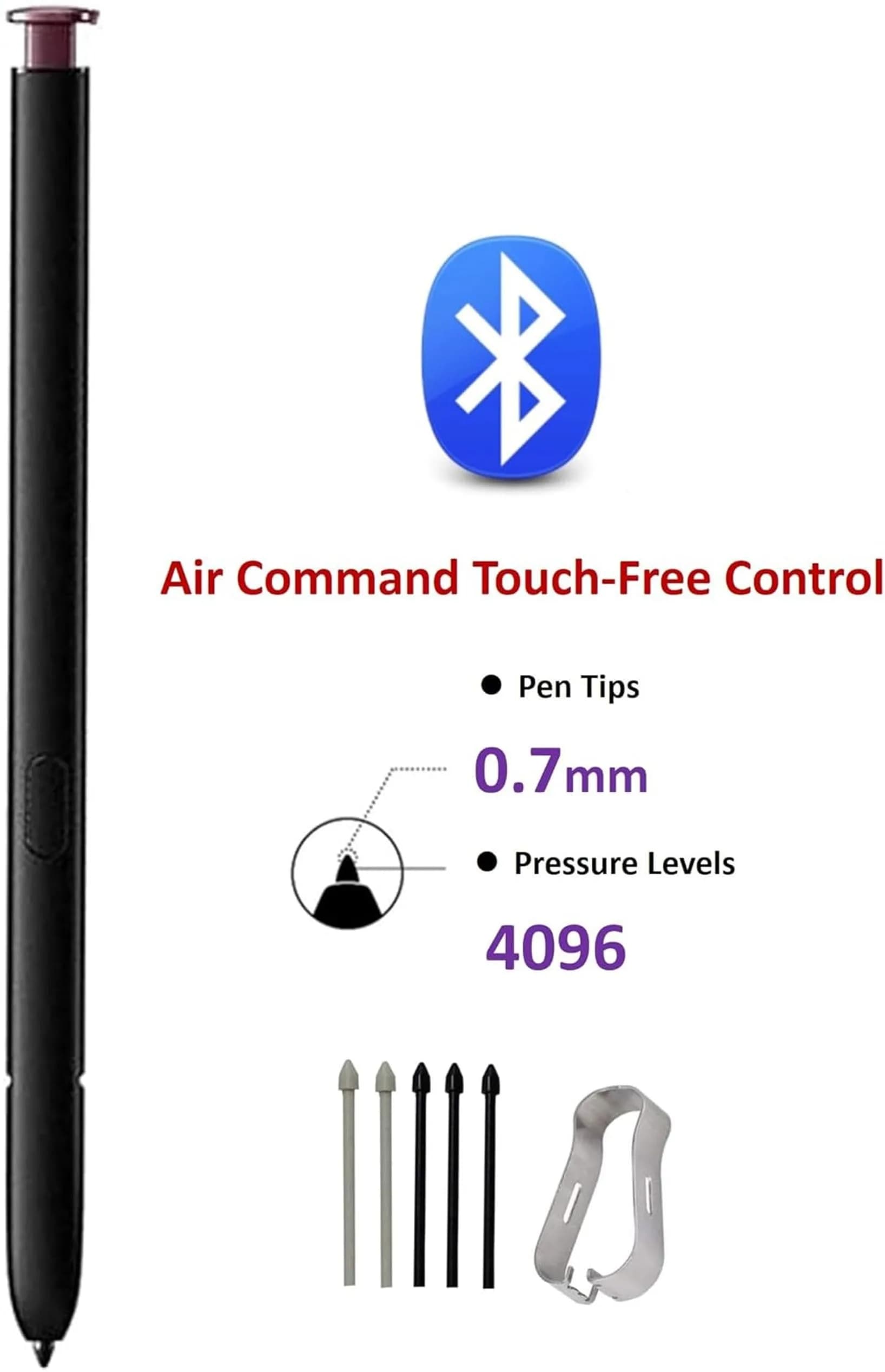 YJSK S Pen Replacement for Samsung Galaxy S22 Ultra 5G Stylus Pen 4096 Pressure Levels, Air Command Control + 5 Tips (Burgundy) - view 2