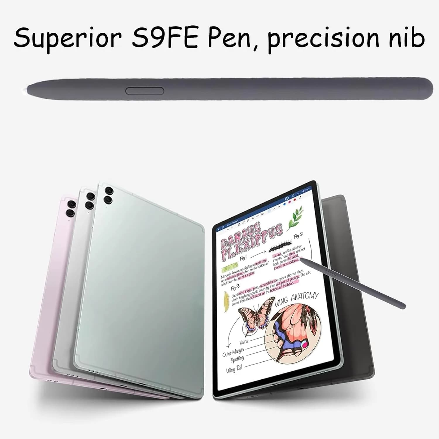 YJSK Galaxy Tab S9 FE S Pen Replacement (Black) | 0.7mm Tip, 4096 Pressure Sensor | Includes 5 Tips - view 3