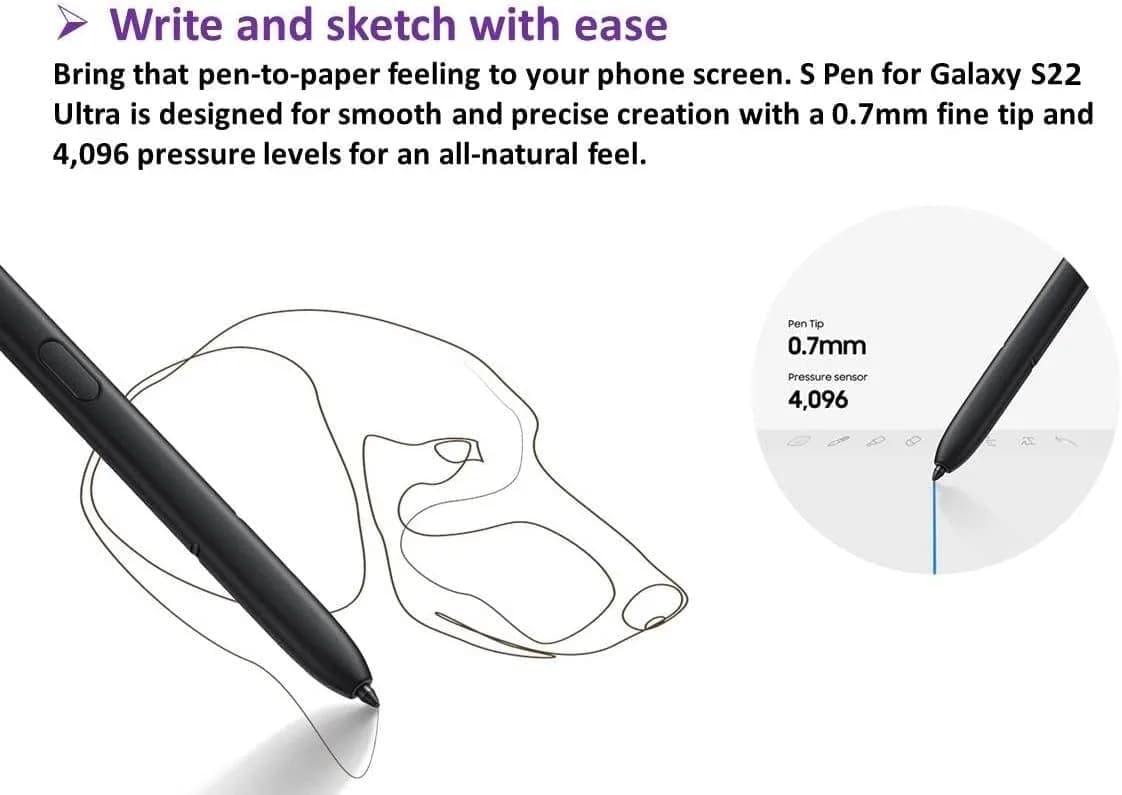 YJSK S Pen Replacement for Samsung Galaxy S22 Ultra 5G (Green) | 4096 Pressure Sensitivity, Bluetooth Air Command - view 5