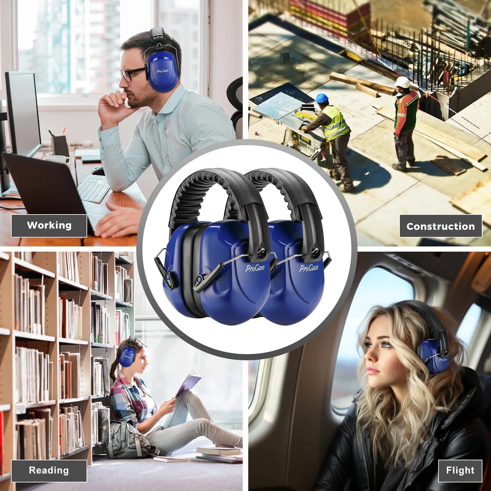 ProCase Navy NRR 28dB Passive Noise Reduction Earmuffs (2-Pack) | ANSI S3.19 Certified for Shooting, Construction, Study - view 6