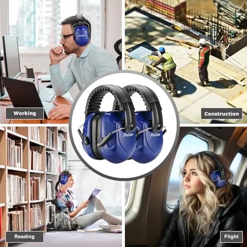 ProCase Navy NRR 28dB Passive Noise Reduction Earmuffs (2-Pack) | ANSI S3.19 Certified for Shooting, Construction, Study thumbnail 6