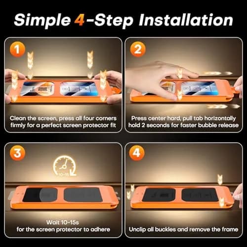 TOCOL iPhone 15 Screen Protector 6.1" | Easy Auto Installation & Impact Protection thumbnail 7