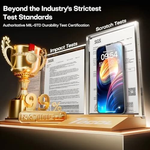 TOCOL iPhone 15 Screen Protector 6.1" | Easy Auto Installation & Impact Protection thumbnail 2