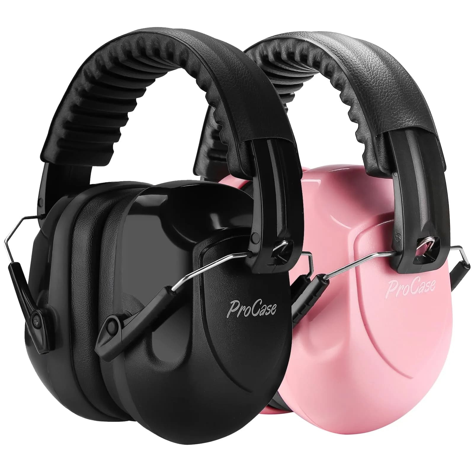 ProCase NRR 28dB Passive Noise Reduction Earmuffs (2-Pack, Pink & Black) | ANSI S3.19 Certified for Shooting, Construction, Study