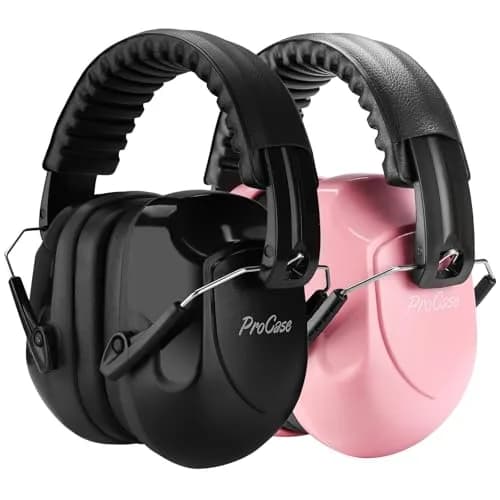 ProCase NRR 28dB Passive Noise Reduction Earmuffs (2-Pack, Pink & Black) | ANSI S3.19 Certified for Shooting, Construction, Study thumbnail 1